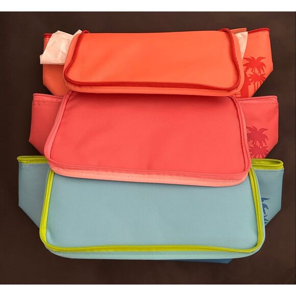 Trader Joe's Day Mini Insulated Tote Bag Bundle Of 3 - Peach & Teals & Pinks - Picture 3 of 4